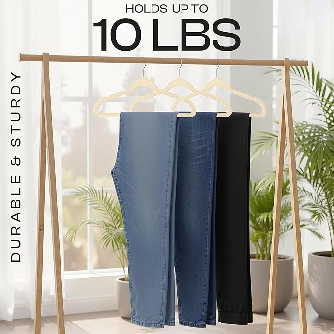 Utopia Home Velvet Hangers 50 Pack - Non-Slip Suit Hangers with 360 Degree Rotatable Hook - for Pants, Coats, Shirts & More (Ivory)