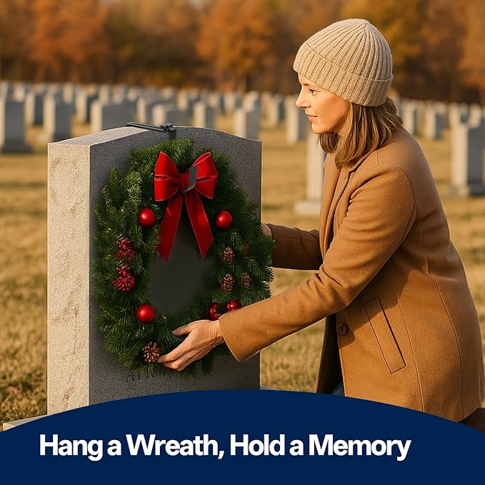 BEISE Wreath Hanger for Headstone, Adjustable 6"- 11", Black 2 Pack, Non-Slip Sponge Grip, Fits Thick Upright Gravestone with Flat or Uneven Arched Tops, Easy Outdoor Cemetery Christmas Décor