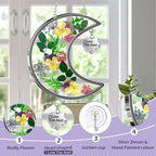 KY&BOSAM Moon Suncatchers Aunt Gifts for Mom Family Friends Stained Glass for Windows Wind Chimes Real Flower Colorful and Metal I Love You Aunt Heart Chain Outdoor for Garden Indoor Home Trees Decor