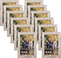 Lyeasw Rustic 4x6 Picture Frame Set of 12, Multi Woodgrain Farmhouse Photo Frames for Wall or Tabletop, Beige