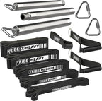 Tribe Lifting Resistance Bands for Working Out Men and Women - Set of 5 Pull Up Bands for Strength Training, Exercise Bands with Handles, Door Anchor and Bar Options for Home Gym