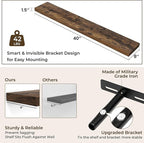 RICHFOCUS 40Inch Floating Shelves for Wall 1 Pack Shelves for Bedroom|Kitchen|Bathroom|Laundry Room Rustic Wood Wall Mounted Shelf with Invisible Brackets for Books|Storage|Decor, Rustic Brown
