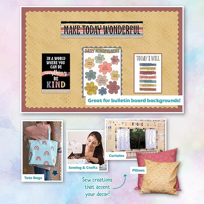 Teacher Created Resources Golden Textile Creative Class Fabric for Classroom Bulletin Boards, Pillows, Curtains, and Crafts (TCR77430)
