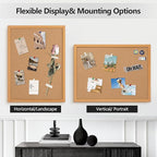Cork Board Bulletin Board 20" x 30", Wood Framed Corkboards for Wall Decor, Hanging Office Message Board, Large Wall Mounted Notice Pin Board with 15 Push Pins for School, Home & Office