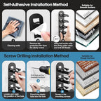 2 Pack Hat Organizer for Baseball Caps, Hat Rack for Wall Hold Up to 20 Hats, Hat Holder with Strong Adhesive and Screws, Hat Organizer Wall Mounted Hat Hanger Display for Door Closet Bedroom(B-Black)