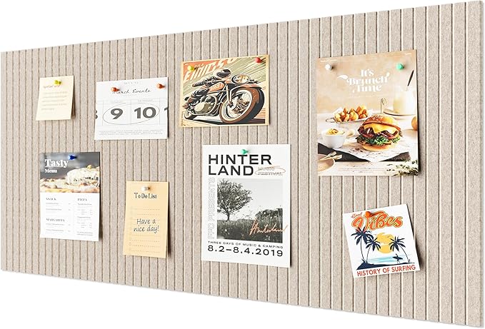 48 x 32 inches Large Bulletin Board, Decorative Felt Pin Board, 0.35“ Thick Foldable Photo Display Board with Self-Adhesive Tape, Vision Board for School Home Kitchen Office Walls - Camel
