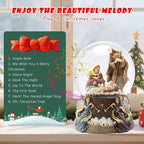 Vipush Christmas Snow Globe - Holy Family Musical Snow Globe with Color Changing Led Lights, Christmas Decorations with Music Box Gifts for Girls Kids, Decorations for Christmas & Birthday