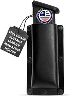 Buffalo Leather Magazine Holder - IWB/OWB Convertible - Right/Left Handed for Men and Women - Premium Mag Belt Pouch - Compatible with Glock & Sig