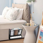 AKAYOK Bedside Caddy Hanging Bed Organizer Storage Bag Pocket with Power Strip Holder Multi-functional Organizer Caddy for Remotes Phone Glasses Magazines, Tablets, Accessories (7 pocket)
