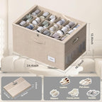 2 Pack Shoe Organizer for Closet Large Shoe Box Storage Containers with Clear Window Space Saving Shoe Bin with Foldable Bottom Support Adjustable Dividers Fits 36 Pairs (Beige, (24.4*16.5*13inch)x2)