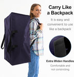 6 Pack Heavy Duty Extra Large Moving Bags W/Backpack Straps - Strong Handles & Zippers, Storage Totes For Space Saving, Fold Flat, Alternative to Box and Bin (40 gal, Blue)