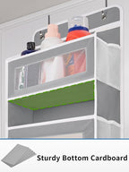 JARLINK Over The Door Organizer Storage, 5 Shelf Hanging Door Organizer with 5 Large Capacity Pockets, Anti Tilt 44 lb Load Behind Door Storage for Bedroom, Bathroom, Pantry, Nursery, (Grey)