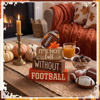 Yuntau 4 Pcs Football Fall Table Decorations Football Tiered Tray Decor Rustic Autumn Wooden Blocks Sign It's Not Fall Without Centerpiece Decorative Faux Book Sign for Room Coffee Table Mantel Shelf
