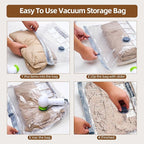 Vacuum Travel Bags with Rechargeable USB Pump,6 Pack Carry-On Size Vacuum Travel Bags for Luggage and Suitcase,Space Saver Compression Bags for Clothes and Clothing - with Electric Pump