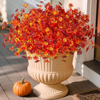 Artificial Fake Mums Fall Flowers for Outdoor Outside Decoration 12 Bundles Faux Silk Flowers Plants Realistic Daisy UV Resistant Fall Décor Autumn Front Door Porch Patio Yard Decoration