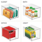 mDesign Shoe Storage Box with Drawer – Sturdy Plastic Storage Box for Shoes – Stackable Drawer Box for Shoes, Accessories and More – Pack of 4 – Clear