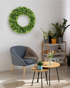 DDHS 32 inch Boxwood Wreath, Artificial Large Summer Wreaths for Front Door with Yellow Cloth can DIY Shaped, Spring or Summer Wreaths for Hanging in the Shop, Farmhouse, Roof Green Wreath Decoration