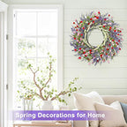 LZNPA 26 Inch Large Lavender Wreath for Front Door Greenery Summer Spring Wreaths for Front Door Wreaths for Front Door All Seasons for Wedding Farmhouse Wall Porch Window Decor(Red Pink Lavender)