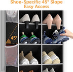 Yecaye 8 Tier Over the Door Shoe Organizer of Deep 16 Compartments, 50lbs Load Shoe Rack for Door in Oxford Holds 16-24 Pairs, Stain-Resistant Hanging Shoe Organizer for Closet, Black
