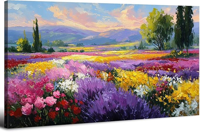 Flower Wall Art Vintage White Floral Canvas Pictures Abstract Blooming Flower Prints Painting Large Abstract Botanical Blossom Wall Decor Elegant Artwork for Bedroom Living Room Home Decoration 24x48"