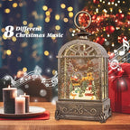 Christmas Snow Globes Lantern,Musical Snow Globes,Christmas Decorations Indoor for Home,Battery Or USB Powered,with 6 Hour Timer,Christmas Lantern for Festival Decoration,Reindeer Vehicle