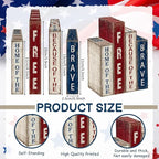 Lineshading 4 Pcs 4th of July Decoration Wooden Book Patriotic Tiered Tray Decor America Decor Red White Blue Memorial Day Centerpiece for 250th Anniversary Independence Day Home Shelf Coffee Bar