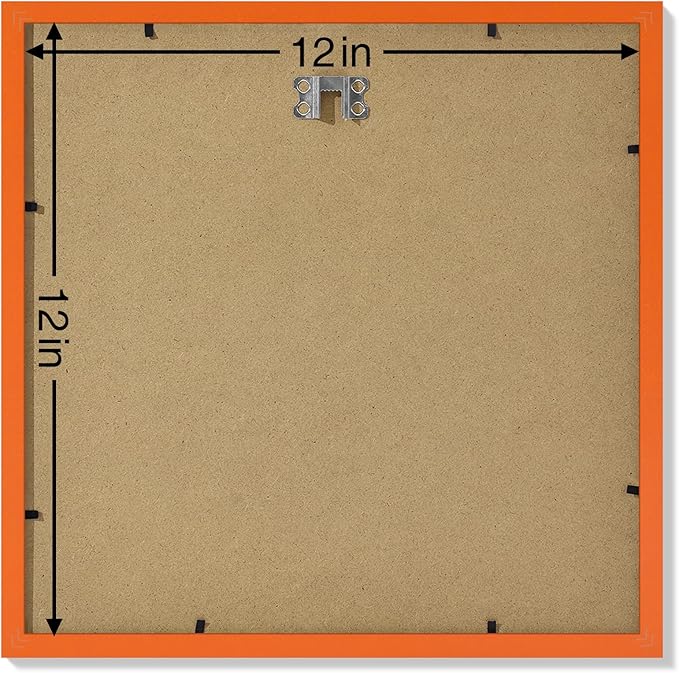 Vittanly 12x12 Picture Frames Set of 9, Shatter Resistant Plexiglass, Display 8x8 Pictures with Mat or 12x12 without Mat, Photo Frames for Wall Mount, Engineered Wood, Orange