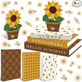 Thyle Sunflower Fake Decorative Books Wooden Sunflower Table Signs Faux Summer Decor Farmhouse Hello Sunshine Decoration Books for Summer Party Office Home Shelf Coffee Table Mantel Decor