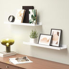 Boswillon 23.6 Inches Long Floating Shelves, 2 Set Modern White Wall Shelf for Bedroom, Nursery Book Shelf with Lip, Picture Ledge Shelf for Living Room, Bathroom, Kitchen