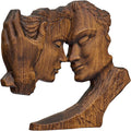 BGCOPPER Wooden Couple Statue, Abstract Couple Sculptures Ornament for Home Decor Women Gift for Anniversary Wedding (10 Inch)
