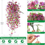 Homsunny Artificial Hanging Flowers for Outdoor, 2PCS Fake Flowers Faux Silk Daisy with Eucalyptus Leaves, UV Resistant Aritificial Flowers for Spring Home Patio Yard Porch Decor (Light Purple Red)