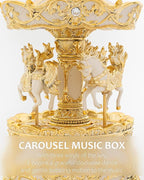 Carousel Horse Music Box, Vintage Gold Ivory Rotating Carousel Decor with Wind Up Musical Movement, Luxury Christmas Tabletop Decoration Gift for Women Mom Couples Kids