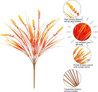Artificial Fake Plants Flowers for Outdoors Fall Decor, 10 Bundles Fall Leaves Faux Lavender Flowers for Autumn Decoration, Fake Shrubs UV Resistant Planter for Garden Porch Balcony Home Patio Yard