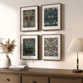 Framed William Morris Canvas Wall Art, 4 Piece Vintage Botanical Floral Bird Wall Art Decor, Retro Strawberry Thief Painting Artwork for Living Room, Bedroom, Bathroom, Office, Dining Room, 8x10