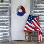 Patriotic Wreath for Front Door Red White Blue Wreath 4th of July Wreaths for Door Wall Memorial Day Decor Independence Day Hanging Decoration for Outside Home Farmhouse Holiday (Shiny B)