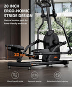 THERUN Elliptical Exercise Machine, Elliptical Machine for Home Use, Magnetic Elliptical Training Machines with 20IN Stride & 32-Level Resistance, Upload 350LBS, Pulse Sensor, App Connection