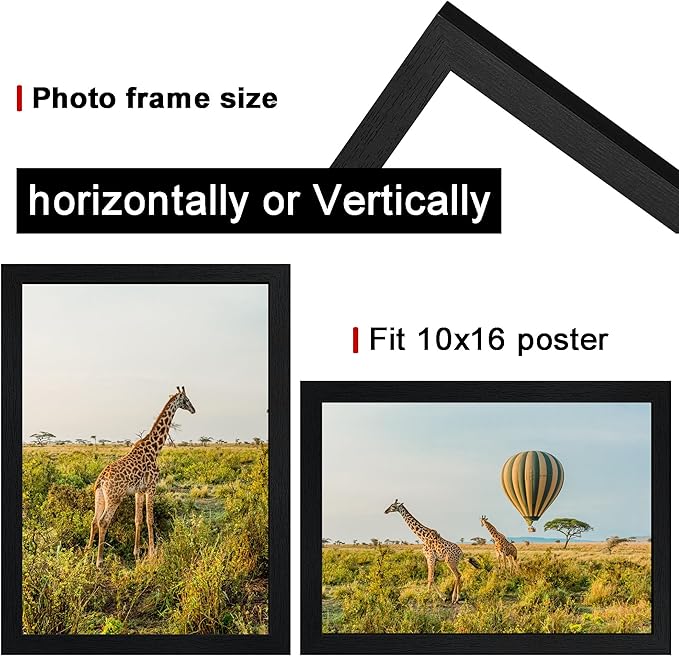 10x16 Picture Frame Set of 3,Wooden Frame 10x16 Wall Gallery Poster Photo frame with Durable Shatter Resistant Plexiglass for Wall Mounting Family -friend- wedding best gift
