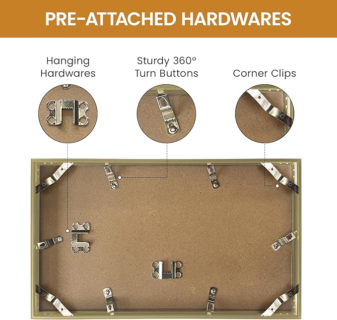 6x12 Aluminum Metal Picture Frame,Tempered Glass Gold Photo Frame 6x12 for Family Photo,Posters,Art,Document to Wall Mount Horizontally or Vertically