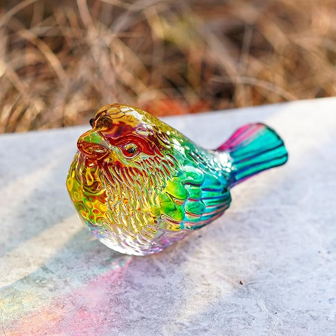 H&D HYALINE & DORA 3" Colorful Glass Bird Figurine Miniature Blown Glass Birds Bird Gifts for Bird Lovers Women Men Animals Collectible Figurines for Desk Table Decor