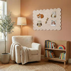 Scalloped Beige Felt Bulletin Board 36x24 Inches - Self-Adhesive Foldable, with 30 Pushpins, Cork Board Alternative - Decorative Pin Board for Wall, Home, Office & School (Beige, 36"x 24")