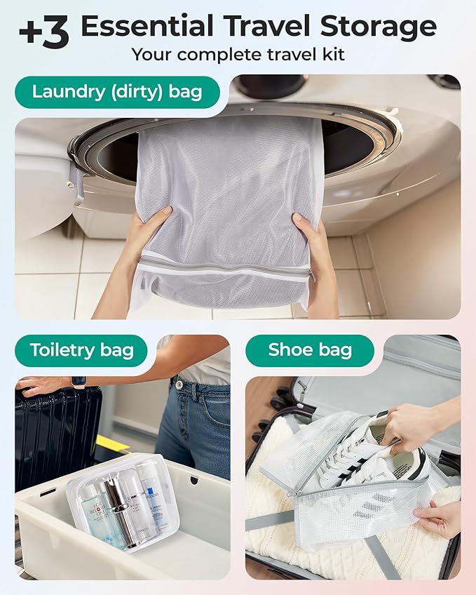 BAGSMART Vacuum Storage Bags with Portable Pump, Travel Space Saver Bags for Clothes, Heavy Duty Compression Bags for Storage, Vacuum Seal Bags with Hand Pump, Travel Essentials for Packing-Khaki