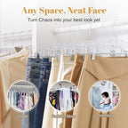 HOUSE DAY 12 Pack 14 inch Clear Plastic Skirt Hangers with Adjustable Clips, Pants Hangers 360-Rotating Swivel Hook, Clip Hangers for Pants, Trousers, Skirts, Jeans, Bulk Plastic Hangers