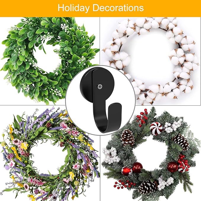 Fruvocado Magnetic Wreath Hanger for Front Doors, 2 Pack Wreath Holder for Steel Door Metal Wreath Hook for Wreath Decorations