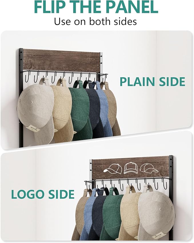 FANGSUN 3-Tier Over the Door Hat Rack with 30 Movable Hooks – Wall Mounted Hat Organizer for Baseball Cap Storage, Cap Holder Gifts for Men Dad, Christmas Presents