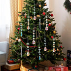 GuassLee Christmas Crystal Prism Ornaments for Christmas Tree - 6pcs Iridescent Teardrop Crystal Glass Sun Catcher for Christmas Decorations Indoor Tree Birthday Party Decor