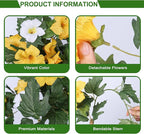 HyeFlora Artificial Flowers for Outdoors 2PCS Spring Faux Morning Glory Look Real Silk Flowers for Outside Planter UV Resistant Fake Flowers for Home Garden Balcony Yard Porch Deco (Yellow)