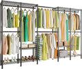 H5 Pro Heavy Duty Garment Rack, Freestanding Clothes Rack, Wardrobe Closet for Hanging Clothes, Portable Closet Organizer with Expandable Hanger Rods, (97.7-115.4")L x 15.7"W x 75.4"H, Black