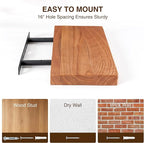 30 Inch Floating Shelves, Solid Wood Wall Shelves, 8 Inch Deep Floating Shelf – for Bathroom, Bedroom, Living Room, Kitchen, Home Decor & Storage, Heavy-Duty Wooden Shelf Wall-Mounted, Set of 2