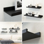 Boswillon 47.2 Inches Long Floating Shelves Wall Mounted, 2 Set Modern Wall Shelf for Bedroom, Nursery Book Shelf with Lip, Picture Ledge Shelf for Decor Living Room Bathroom Kitchen - Black