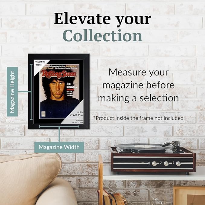 Creative Picture Frames 9.75 x 11.75 Magazine Frame with Full-Strength Glass, Holds Up To A 1/4" Thick Media with Installed Hangers for Easy Mounting, 11x14 Black Frame with Black Mat
